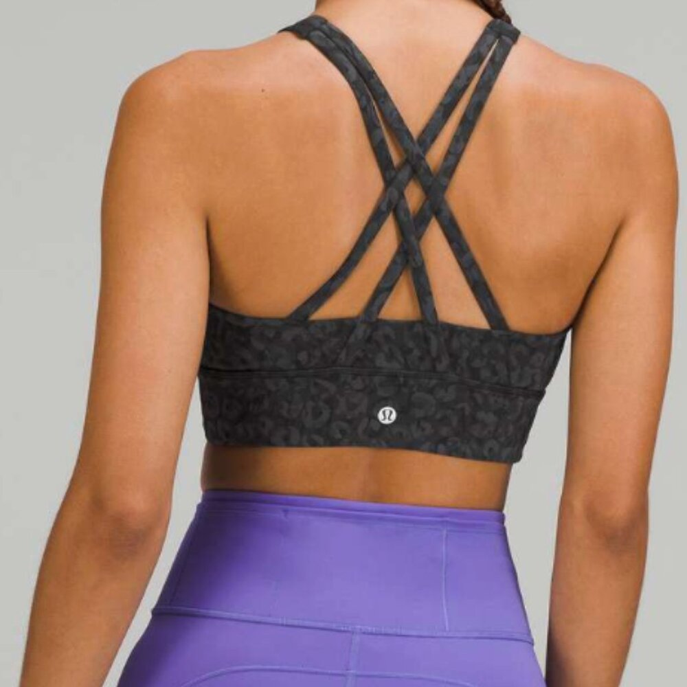 Lululemon Energy High-Neck Longline Tough Sport Bra Intertwined Camo Coal Black